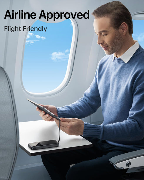 Portable Charger with Built in Cable - 22.5W Slim 20000mAh Power Bank USB C Fast Charging LED Display Travel Battery Pack 5 Outputs & 3 Inputs for...